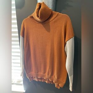 Pink Lily Turtle Neck Sweater in Orange, Gray and Cream